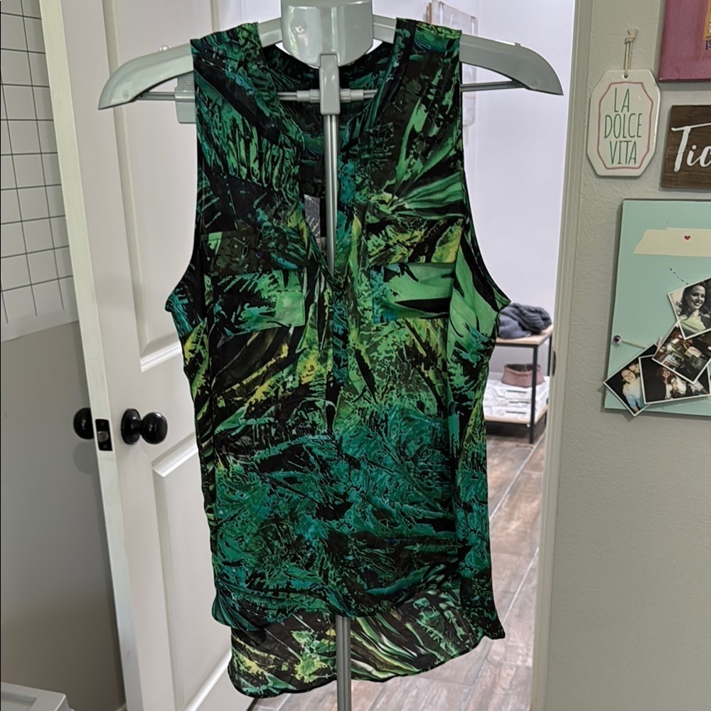 a.n.a Green Black Sleeveless Tank Top